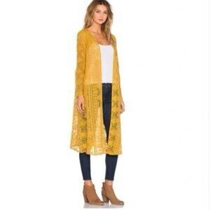 🕒 🌟3 for $30😂 Miss Chievous | Lace Duster Open Front | Goldenrod | M